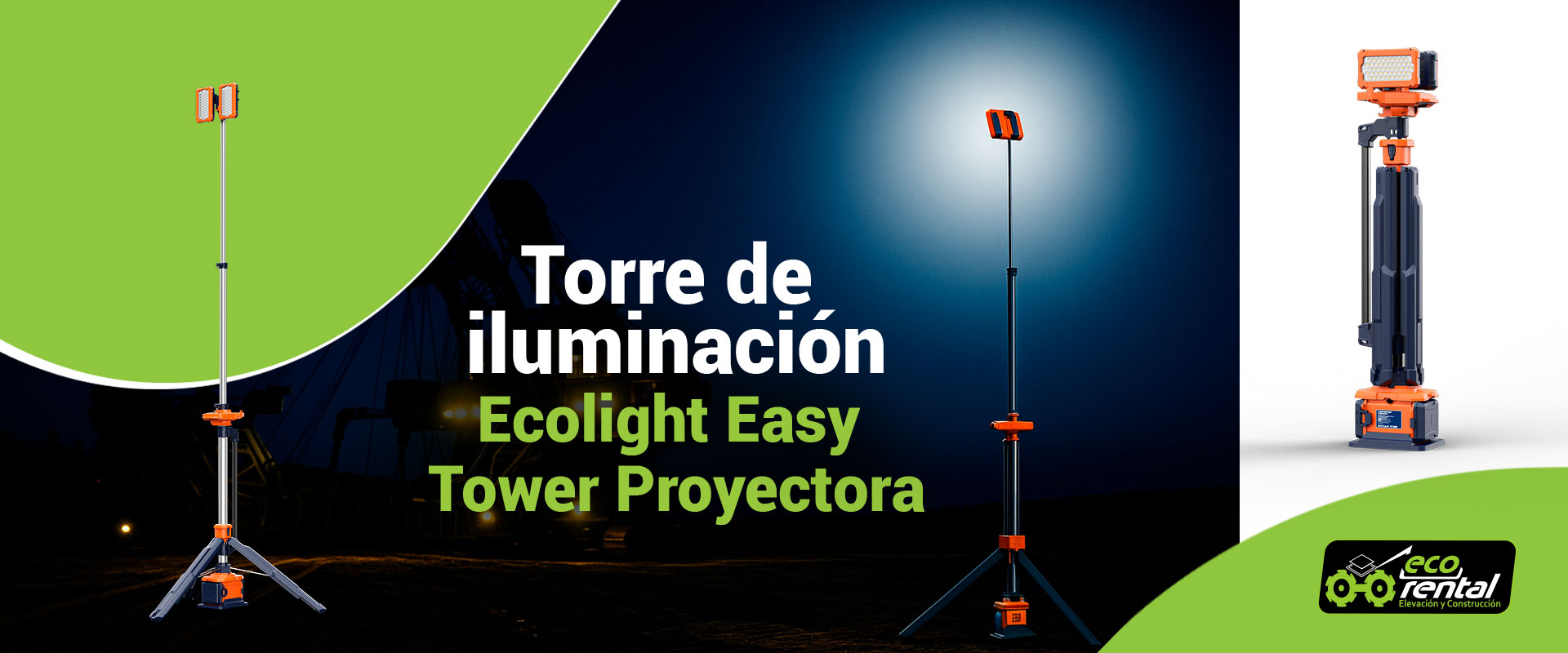 ¿Necesitas iluminación en cualquier clima? La torre de luz Ecolight Easy Tower Proyectora Está Lista para Todo